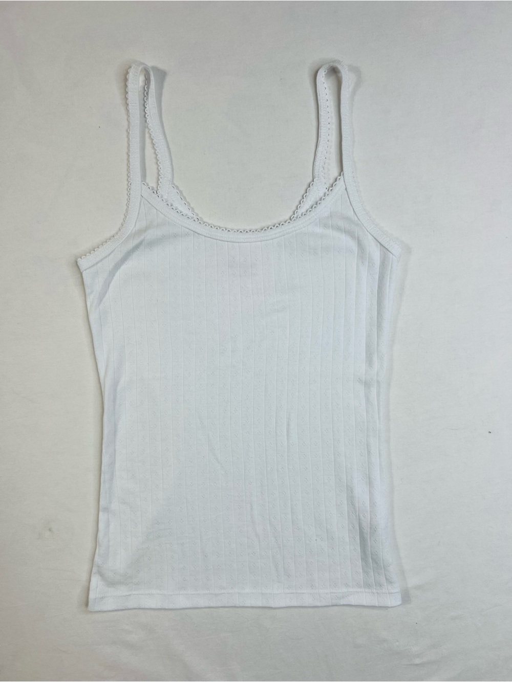 Y2K Style White Lace Trim Tank Top Cami
